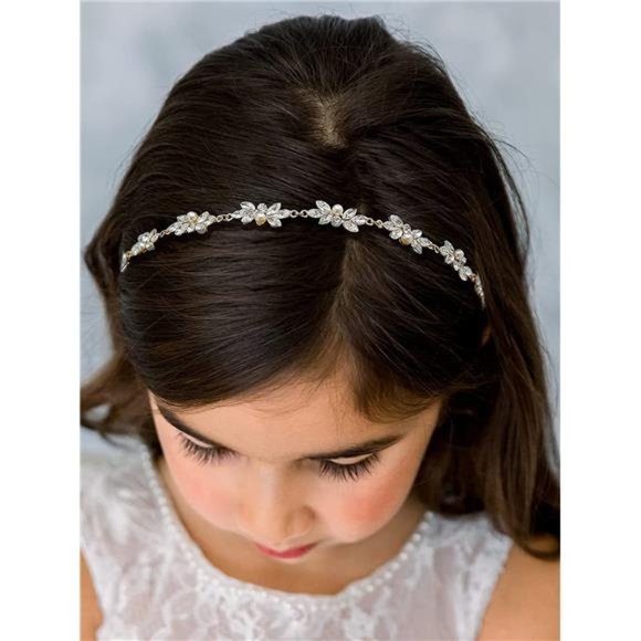 SWEETV Flower Girl Hair Headband Girls Headpiece Princess Crystal Hair Pieces main image 6